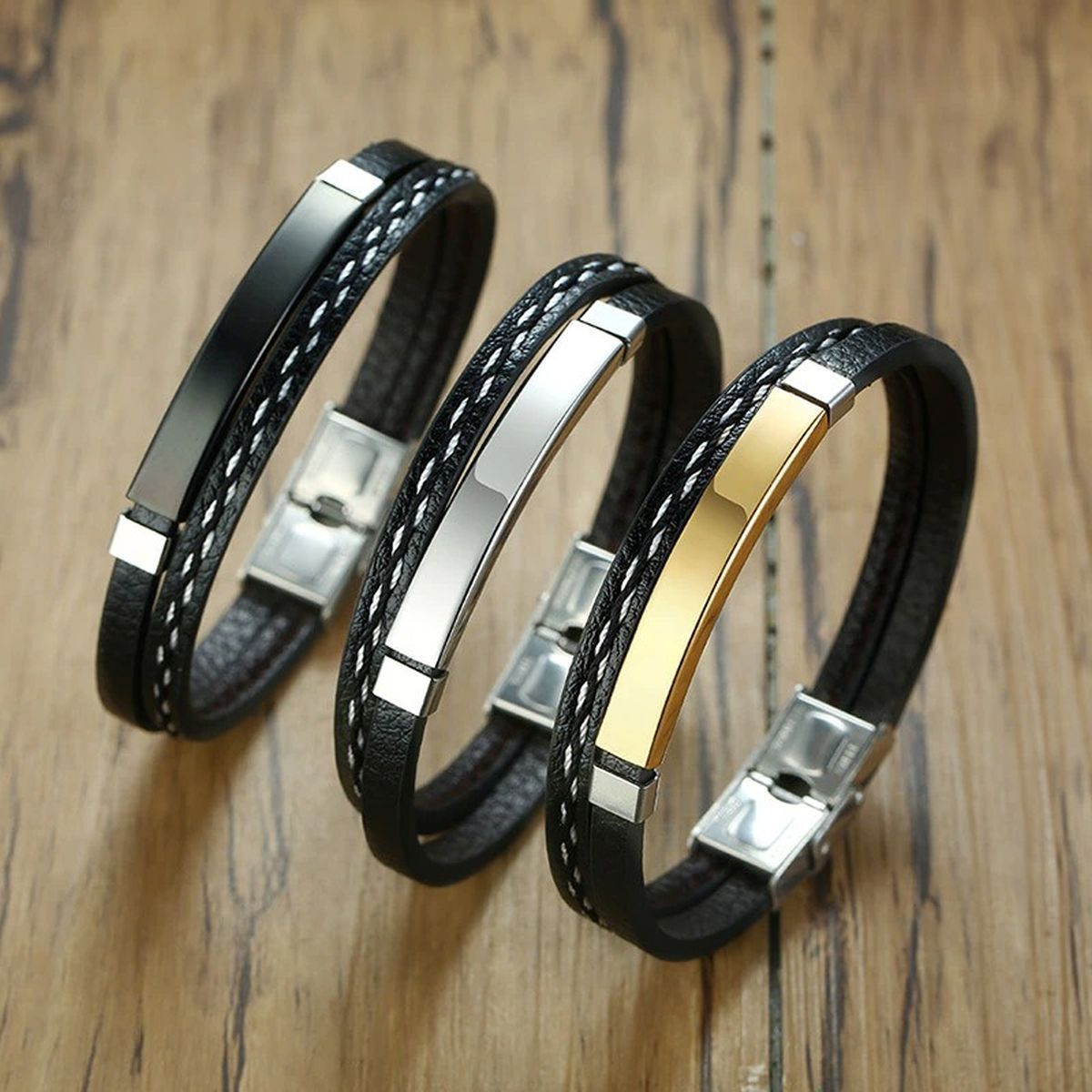 Leather Gold Bracelet Special Kada Bracelet for Men and women