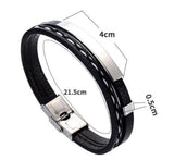 Stainless Steel Gold Black Customized Personalised Laser Engraved Leather Wrist Band ID Bracelet Men