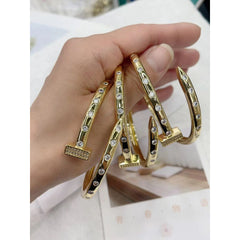 Nail Gothic Cubic Zirconia 18K Gold Openble bangle Kada for Women
