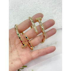 Nail Gothic Cubic Zirconia 18K Gold Openble bangle Kada for Women