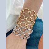 Chunky Oval 18K Gold Cubic Zirconia Copper Link Bracelet for Women