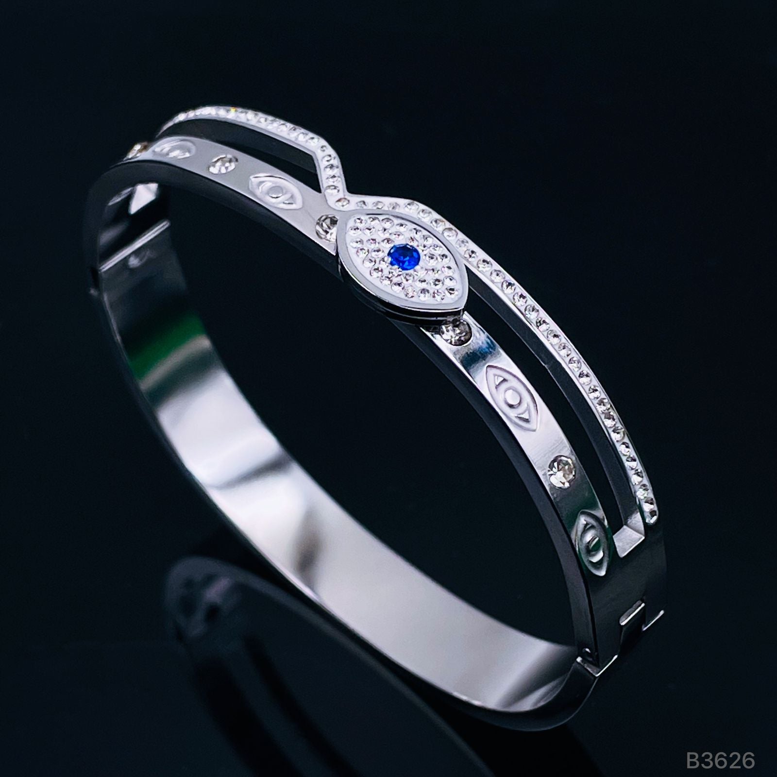 Evil Eye Silver Stainless Steel Openable Kada Bracelet For Women – ZIVOM