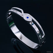 Evil Eye Silver Stainless Steel Openable Kada Bracelet for Women