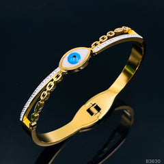 Mother of Pearl Evil Eye 18K Gold Stainless Steel Openable Kada Bracelets Womens