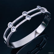 Solitaire Eternity Silver Stainless Steel Openable Kada Bracelet for Women
