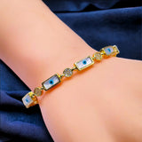 Rectangle Oval Mother of Pearl Evil Eye 18K Gold Cuff Kada Bangle for Women