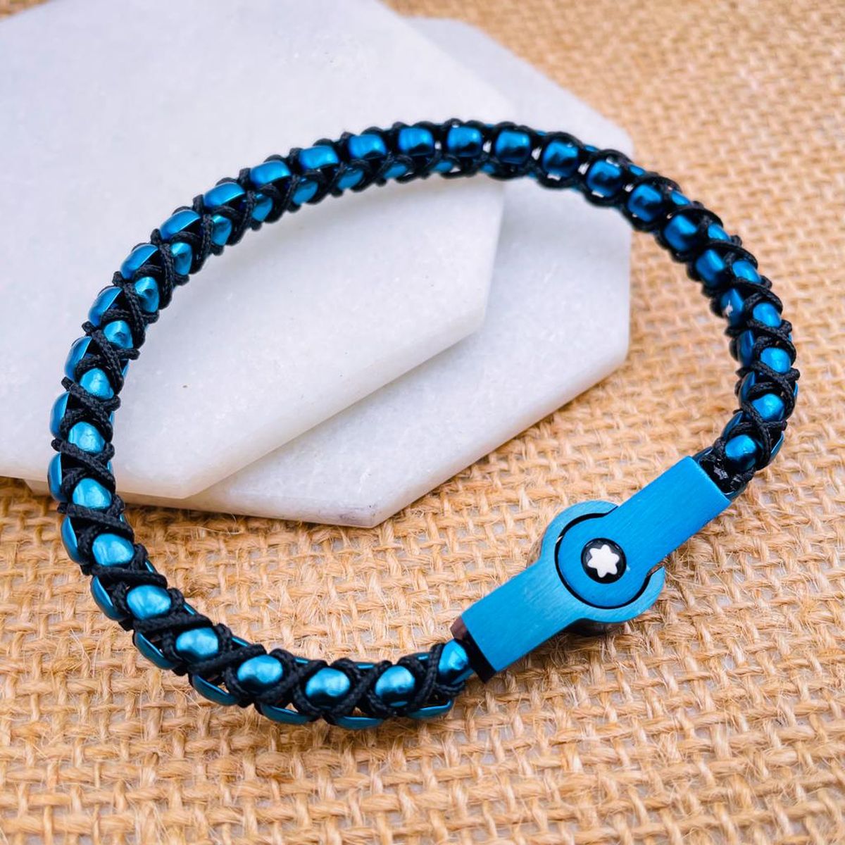 Millenia bracelet, Octagon cut, Blue, Ruthenium plated | Swarovski