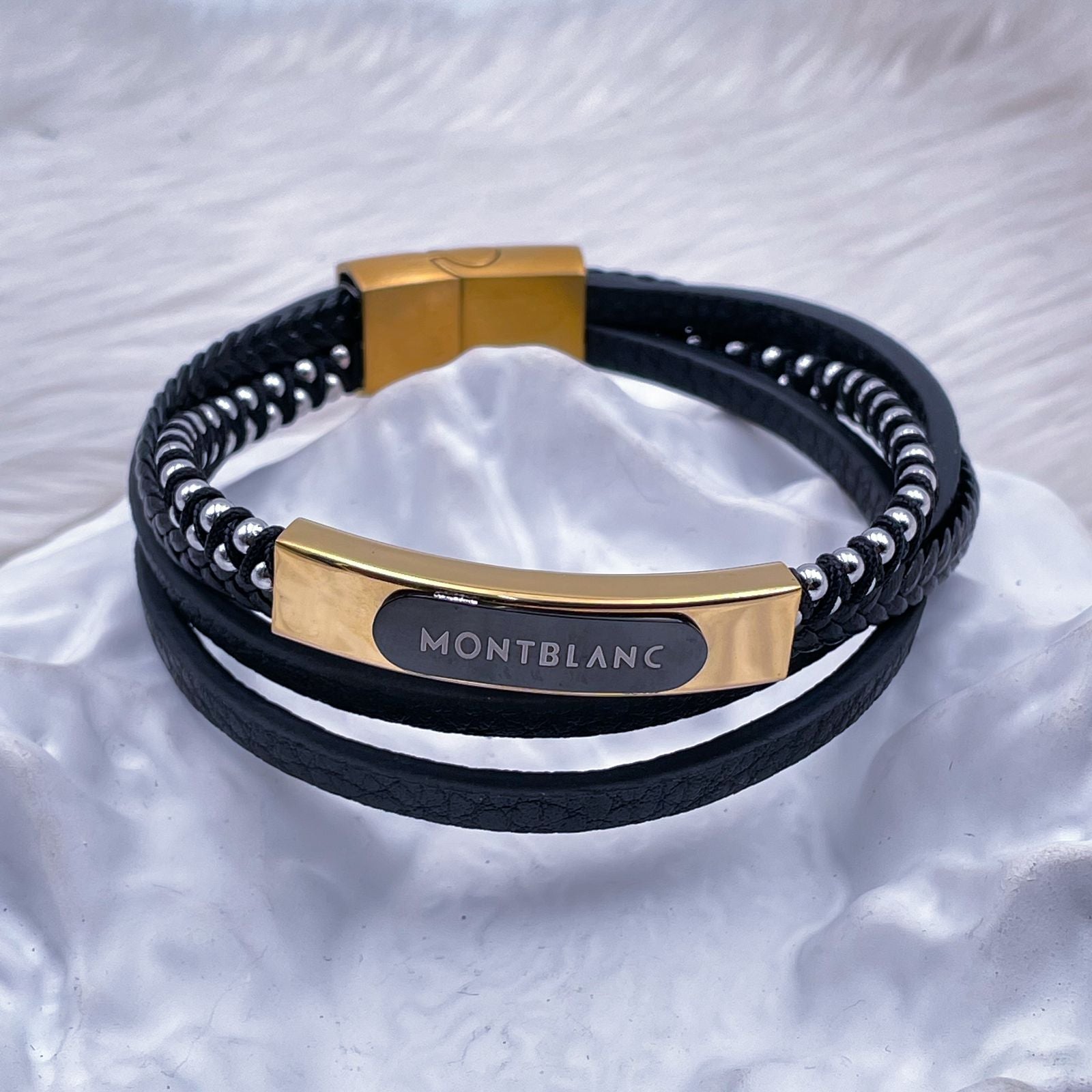 Blue Leather Gold Men Bracelet with Stainless Steel - China Bracelet and  Genuine Leather price | Made-in-China.com