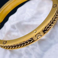 Luxury Gold Stainless Steel Wheat Chain Openable Kada Bracelet For Men