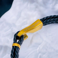 Luxury Black Rope Gold Stainless Steel Leather Bracelet For Men