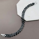 Black Baguette Cubic Zirconia Silver Tennis Bracelet for Women