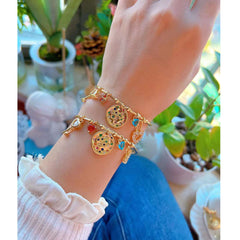 Lock Heart Love Key Charms 18K Gold Cuff Kada for Women