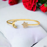 Star Moon Cubic Zirconia 18K Gold Anti Tarnish Cuff Bracelet For Women