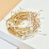 Alphabets Letter Moon Stone Handcrafted White Thread 18K Gold Adjustable Bracelet