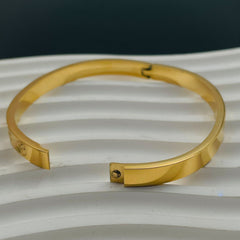 LV Clover Flower 18K Gold Anti Tarnish Stainless Steel Openable Kada for Women