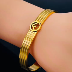 F Luxury 18K Gold Anti Tarnish 316L Stainless Steel Openable Kada for Women