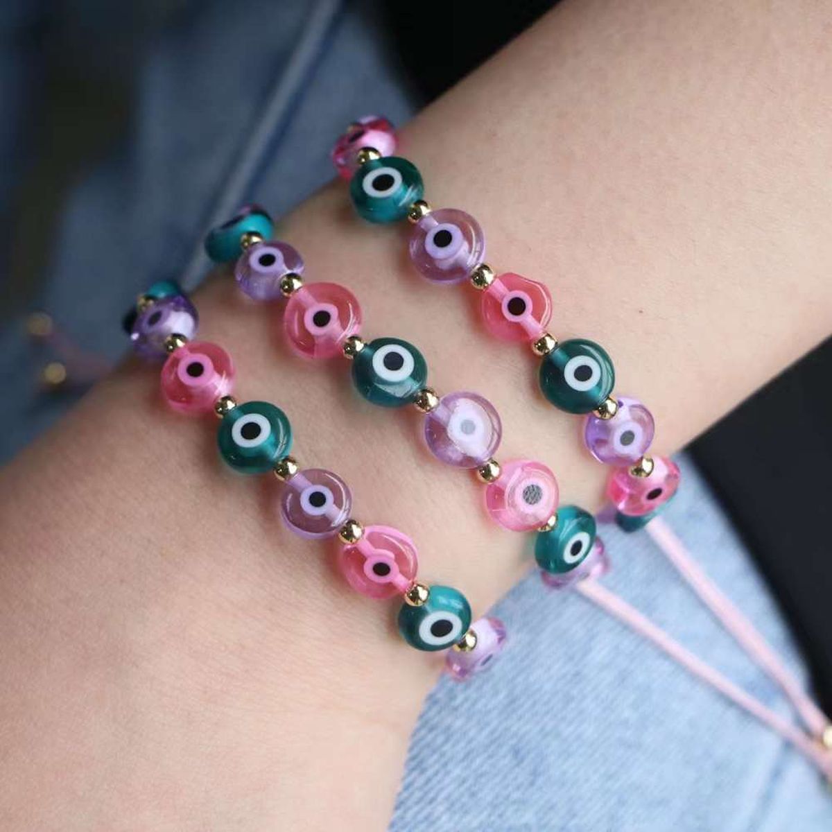 Mahi Combo of Evil Eye Pendant & Bracelet with Beads for Women (CO1105