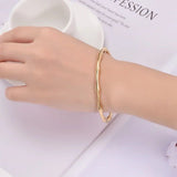 Bamboo Glossy 18K Rose Gold Anti Tarnish Stainless Steel Cuff Kada Bangle Bracelet for Women