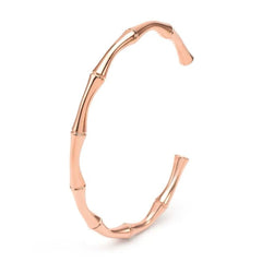 Bamboo Glossy 18K Rose Gold Anti Tarnish Stainless Steel Cuff Kada Bangle Bracelet for Women