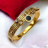 Black Roman Clover Layered 18K Gold Anti Tarnish Stainless Steel Openable Kada Bangle For Women
