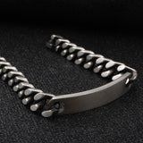 Gun Metal Brush Finish 316L Stainless Steel Customized Personalised Laser Engraved Id Curb Chain Bracelet For Men