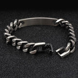 Gun Metal Brush Finish 316L Stainless Steel Customized Personalised Laser Engraved Id Curb Chain Bracelet For Men