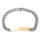 Classic Id 18K Gold 316L Stainless Steel Customized Personalised Laser Engraved Curb Chain Bracelet For Men Women