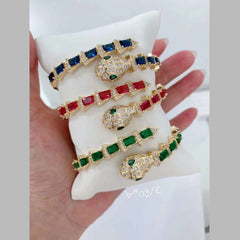 Green Emerald Baguette Snake Serpant 18K Gold Anti Tarnish Kada Bracelet For Women