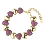 Heart Love Turquoise Blue Pink 18K Glossy Gold Anti Tarnish Bracelet for Women