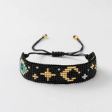 Black Blue Evil Eye Handmade Beads Adjustable Bracelet for Men Women