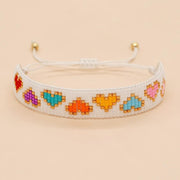 Heart Love Neon Colors White Handmade Beads Adjustable Bracelet for Men Women