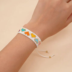 Heart Love Neon Colors White Handmade Beads Adjustable Bracelet for Men Women