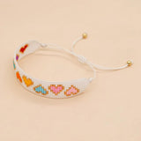 Heart Love Neon Colors White Handmade Beads Adjustable Bracelet for Men Women