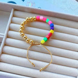 Handcrafted Square FIBO Beads 18K Gold Anti Tarnish Adjustable Bracelet for Women