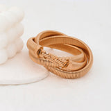 Triple Layer Chain Stretchable Snake Elastic 18K Gold Anti Tarnish Stainless Steel Bangle Bracelet for Women