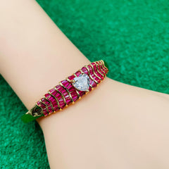 Heart Love Cubic Zirconia 18k Gold Anti Tarnish Cuff Kada Bracelet for Women