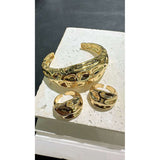 Beaten Glossy Gold 18K Gold Anti Tarnish Cuff Kada Bracelet for Women