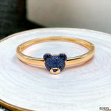 Dark Blue Sapphire Teddy Bear 18K Gold Anti Tarnish Openable Kada Bangle for Women