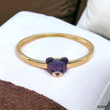 Dark Blue Sapphire Teddy Bear 18K Gold Anti Tarnish Openable Kada Bangle for Women