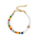 Evil Eye White Multi Color Beads 18K Gold Anti Tarnish Handmade Bracelet for Women
