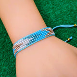 Arrow Blue White Gold Handcrafted Beads Adjustable Bracelet for Women