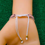 Pink Brown White Handcrafted Beads Adjustable Bracelet for Women