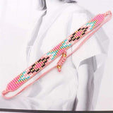 Pink Black Blue Evil Eye Handcrafted Beads Adjustable White Bracelet for Women