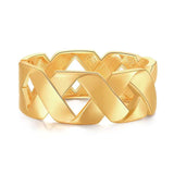 Criss Cross Curb Glossy 18K Gold Anti Tarnish Bracelet Kada For Women