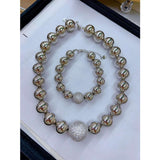 Glossy Beads Ball Cubic Zirconia Anti Tarnish Bracelet For Women