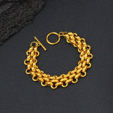 Trippal layer 18K Gold Stainless Steel Anti Tarnish Toggle Clasp Chain Bracelet For Women