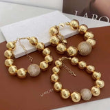 Glossy Ball Beads 18K Gold Anti Tarnish Cubic Zirconia Bracelet For Women