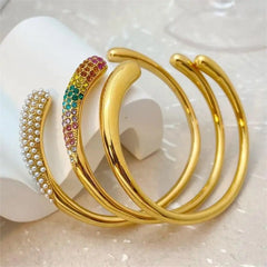 Glossy 18K Gold Anti Tarnish Cuff Kada For Women