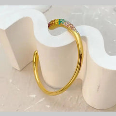 Glossy 18K Gold Anti Tarnish Cuff Kada For Women