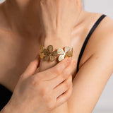 Flower 18K Gold Anti Tarnish Bracelet Cuff Kada For Women